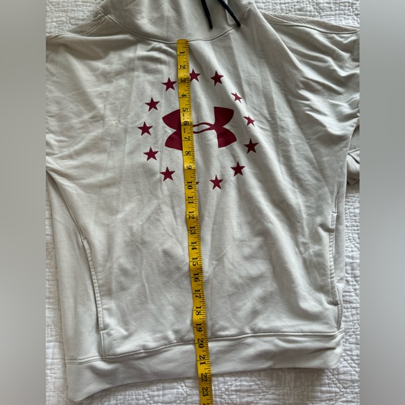 Under Armour Cream and Red Long Sleeve Oversized Hooded Sweatshirt - Picture 6 of 10